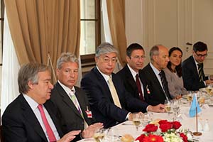 United Nations: Copyright UNOG/PM Virot Features of the official visit to UNOG in Geneva of the President of the Republic of Austria, HE Mr Heinz Fischer accompanied by the Fist Lady Mrs Margit Fischer. Mr Kassym-Jomart Tokayev, UNOG Director-General, Mrs Navanethem Pillay, United Nations High Commisioner, Mr Jean Ziegler as well as Head or representatitives of the UN Spezialized Agencies, International Organizations as well as the Presidential Austrian Delegation. Geneva June 10, 2013.